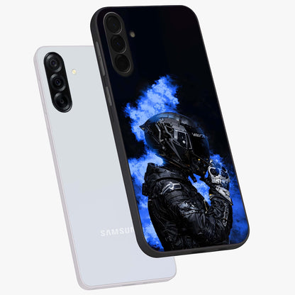 Cyber Sentinel Protocol Glass Case displayed in angled mockup highlighting digital cyber design with sci-fi aesthetic style.