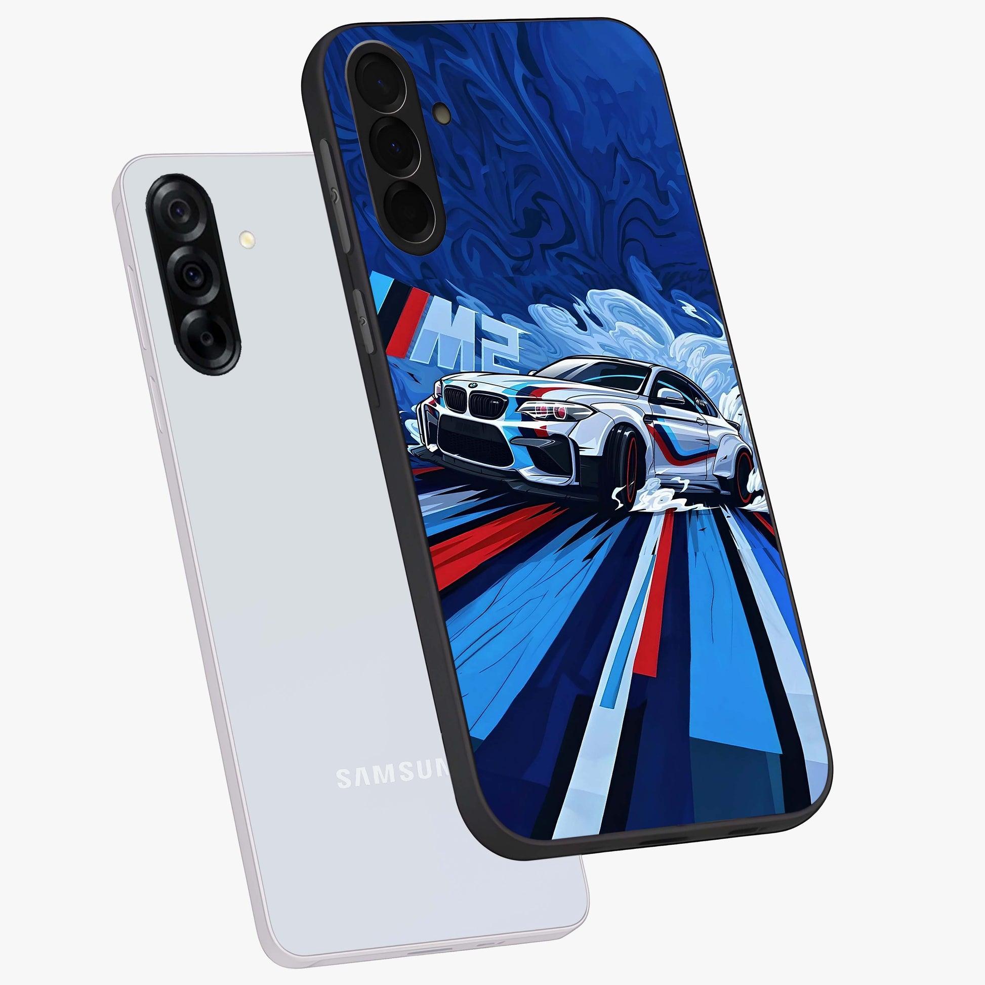 Drift Power Rush Glass Case displayed in angled mockup highlighting powerful drift car design with sporty aesthetic style.