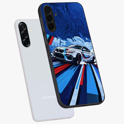Drift Power Rush Glass Case displayed in angled mockup highlighting powerful drift car design with sporty aesthetic style.