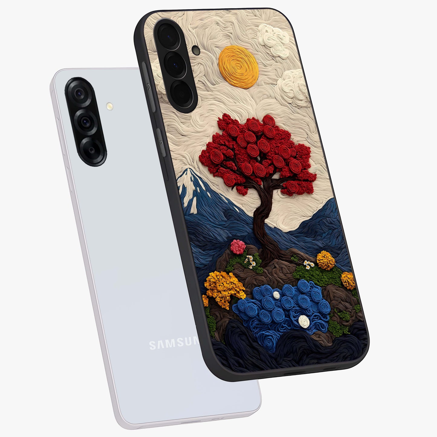 Eternal Nature Tapestry Glass Case displayed in angled mockup highlighting detailed botanical pattern with artistic aesthetic.