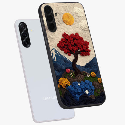 Eternal Nature Tapestry Glass Case displayed in angled mockup highlighting detailed botanical pattern with artistic aesthetic.
