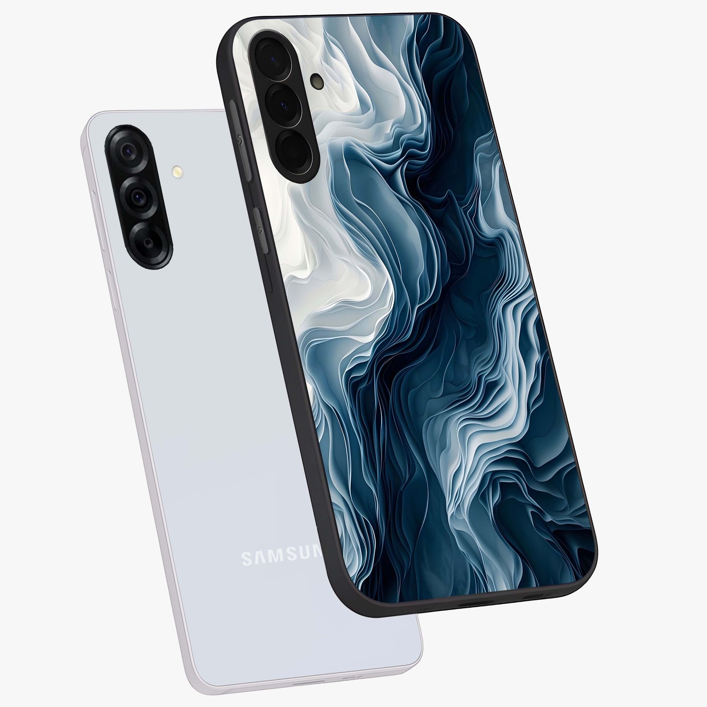 Ethereal Paper Marble Glass Case displayed in angled mockup highlighting elegant marble pattern with modern aesthetic style.