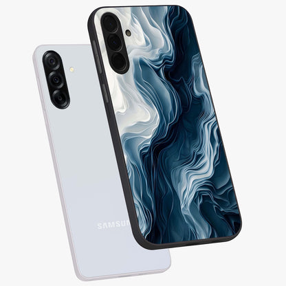 Ethereal Paper Marble Glass Case displayed in angled mockup highlighting elegant marble pattern with modern aesthetic style.