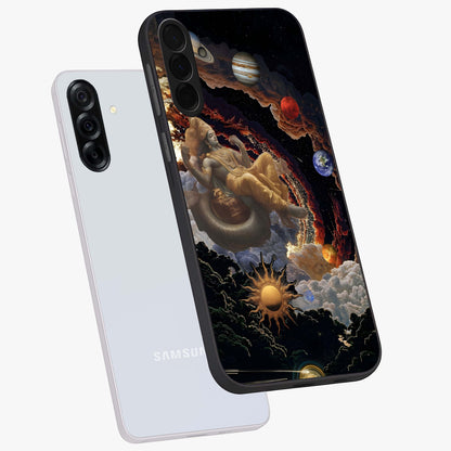 Galactic Divine God Glass Case displayed in angled mockup highlighting powerful celestial deity illustration with galactic aesthetic.