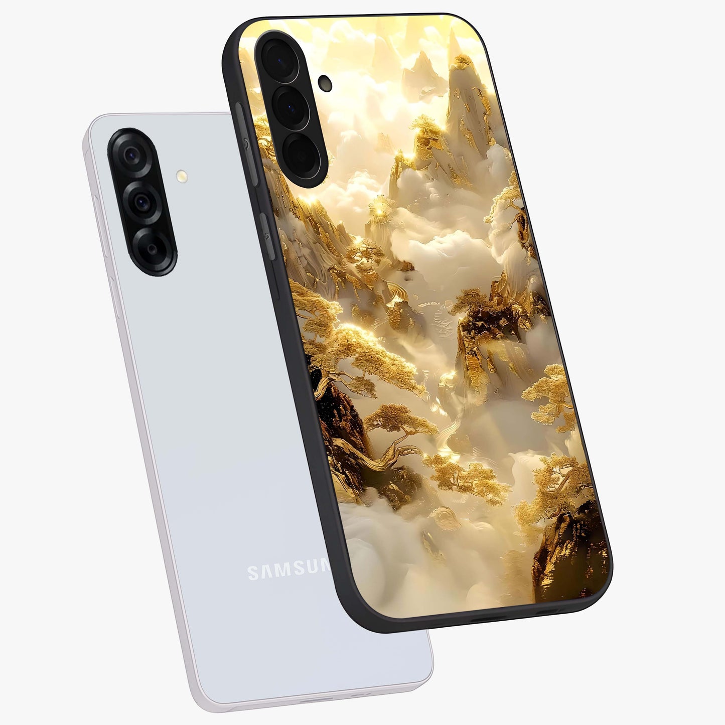 Gates Of Illumination Glass Case displayed in angled mockup highlighting radiant portal inspired design with fantasy aesthetic.