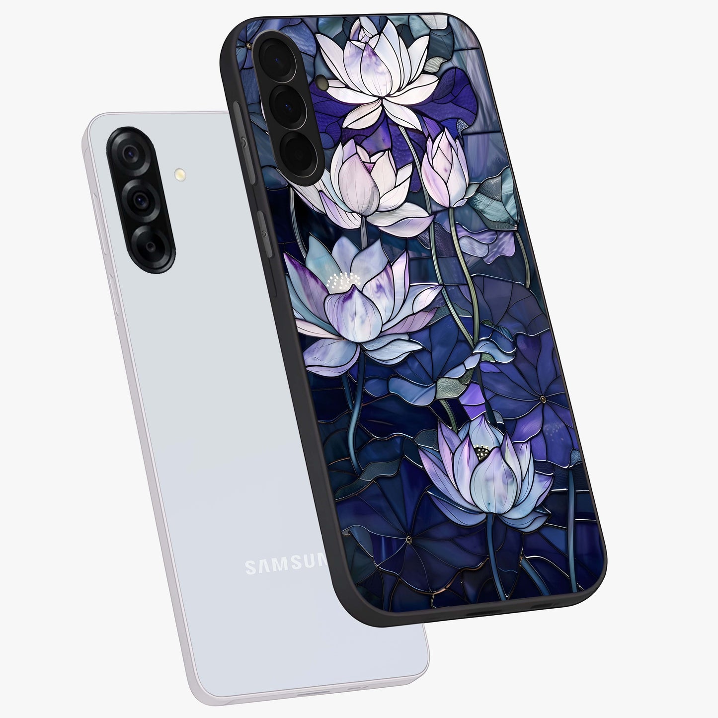 Gloss Petal Rush Glass Case displayed in angled mockup highlighting vibrant petal design with elegant floral aesthetic.
