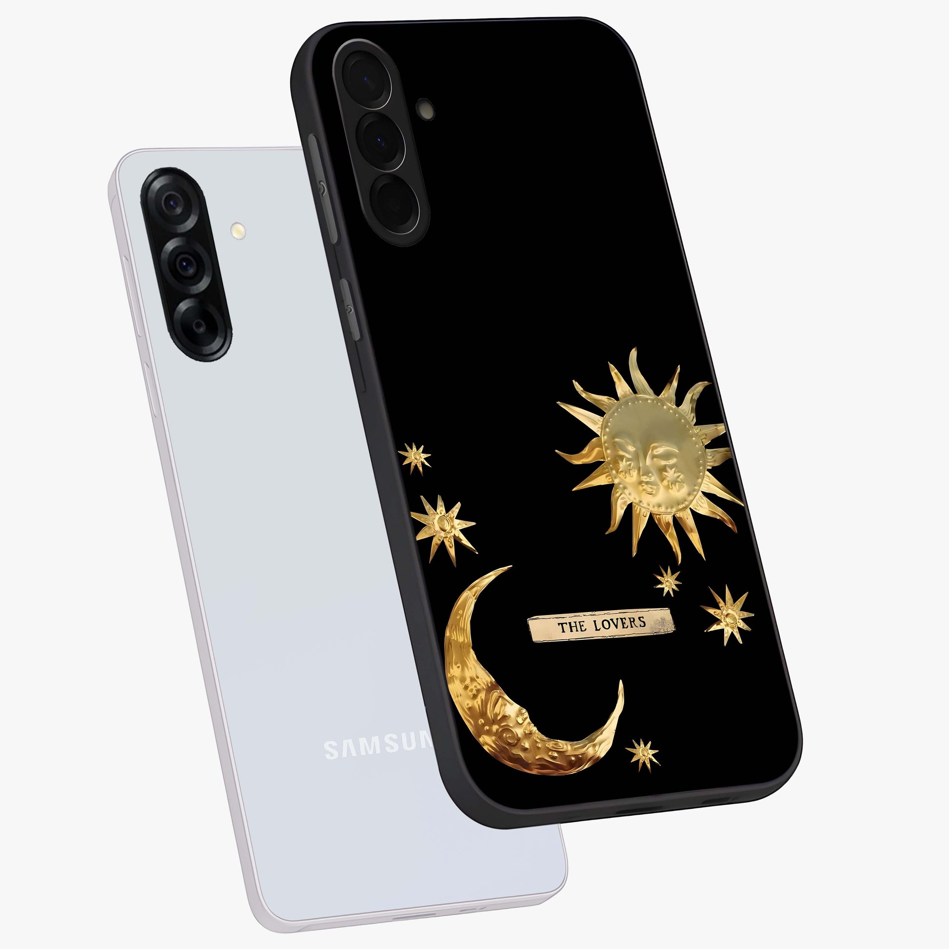 Gold Sun Blush Glass Case displayed in angled mockup highlighting radiant sun design with warm golden aesthetic.