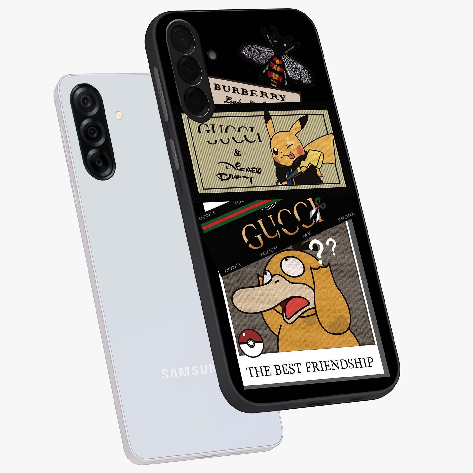 Gucci Play Mashup Glass Case displayed in angled mockup highlighting stylish fashion mashup design with bold aesthetic.