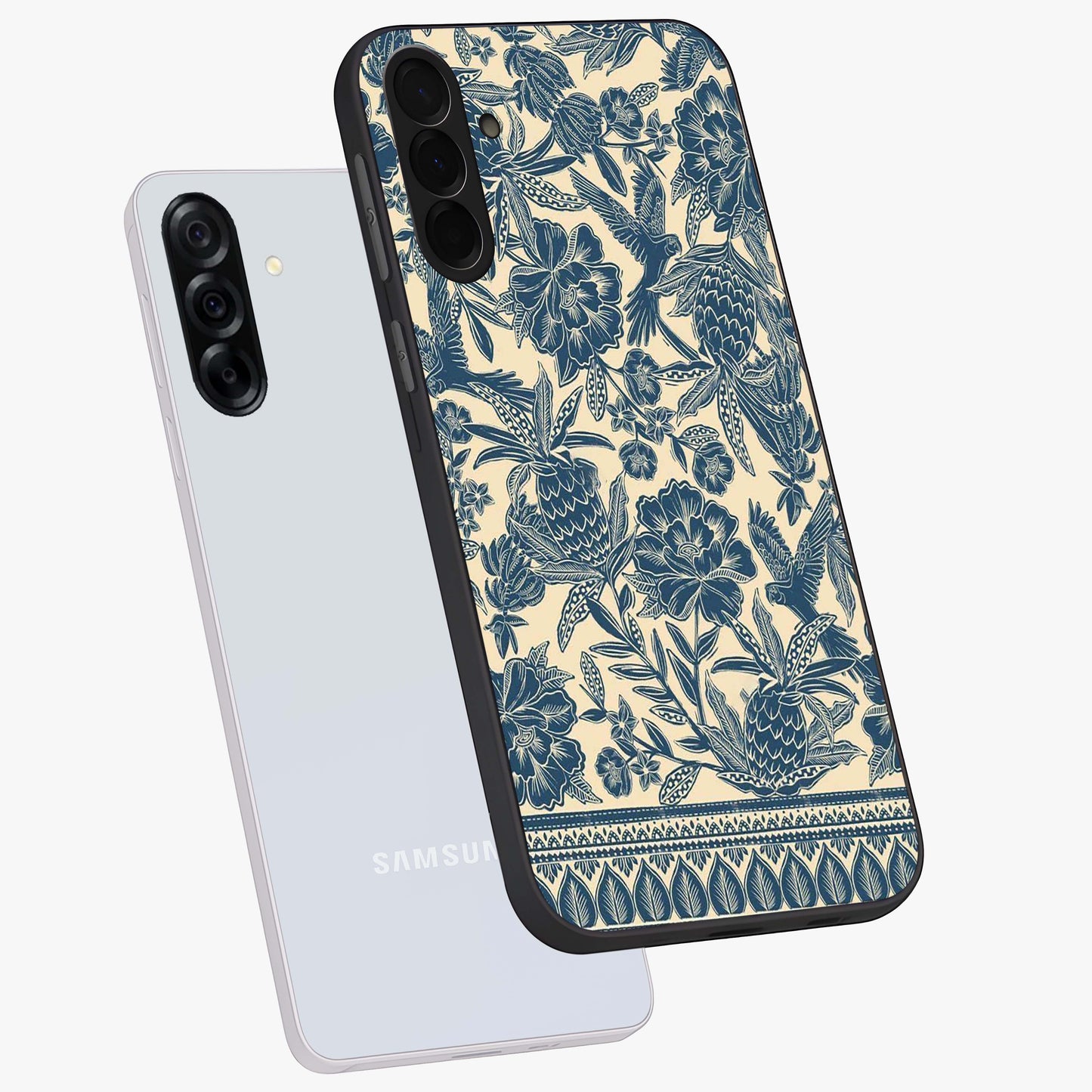 Heirloom Wild Bloom Glass Case displayed in angled mockup highlighting botanical bloom design with classic aesthetic style.