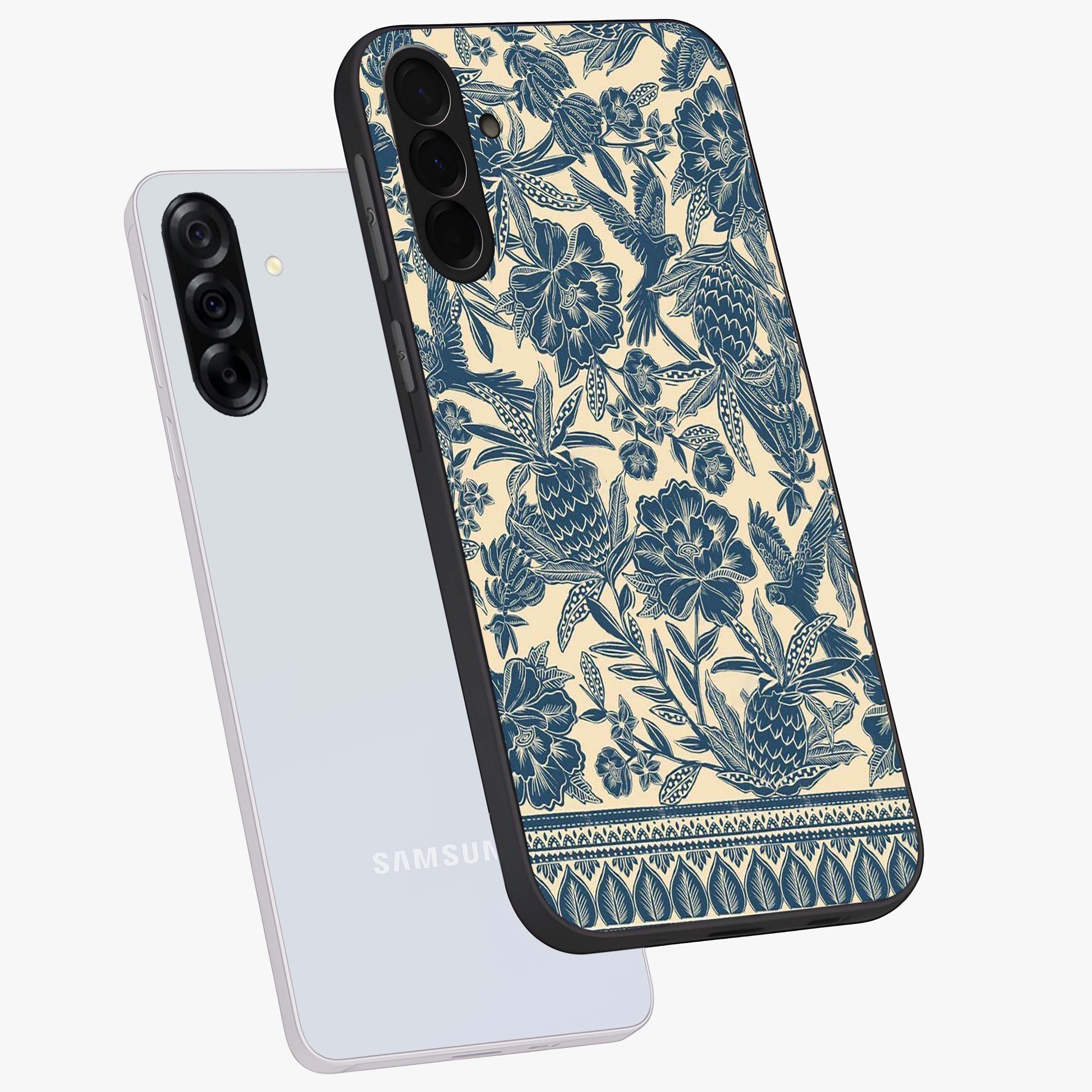 Heirloom Wild Bloom Glass Case displayed in angled mockup highlighting botanical bloom design with classic aesthetic style.