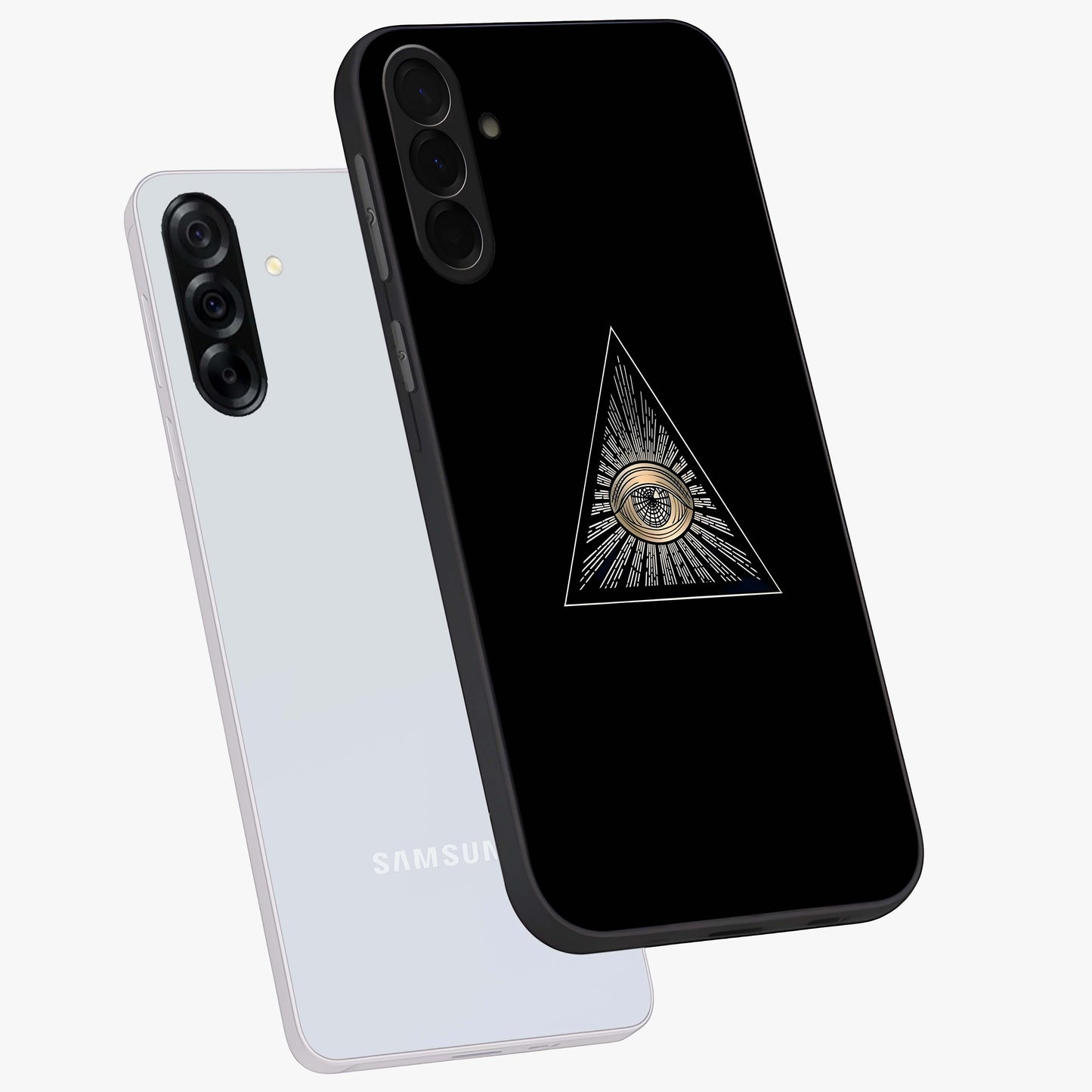 Illuminati Evil Glass Case displayed in angled mockup highlighting dark occult inspired design with bold aesthetic style.