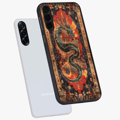 Inferno Dragon Soul Glass Case displayed in angled mockup highlighting powerful dragon illustration with inferno aesthetic.