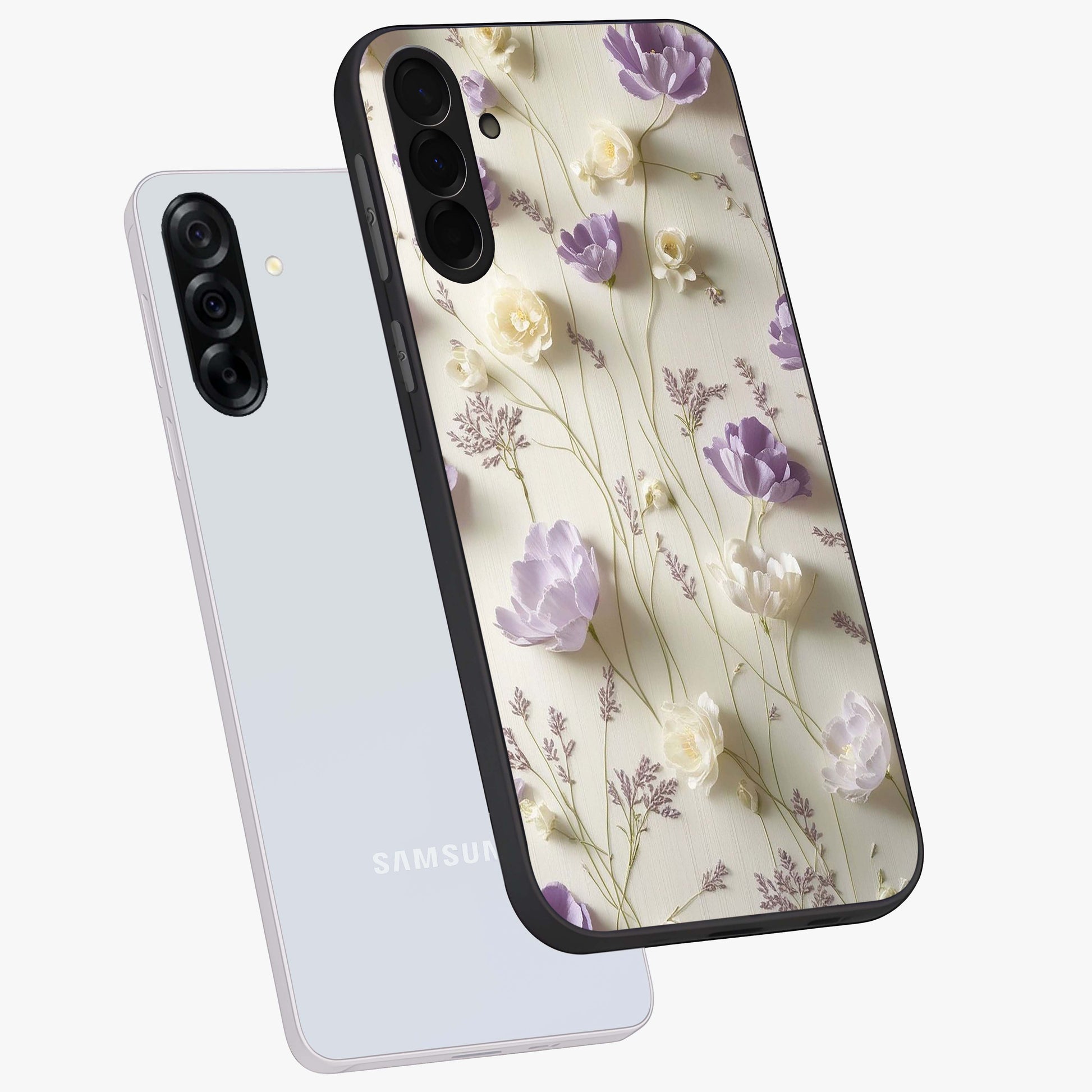 Lilac Breeze Harmony Glass Case displayed in angled mockup highlighting calm lilac breeze design with soothing aesthetic style.