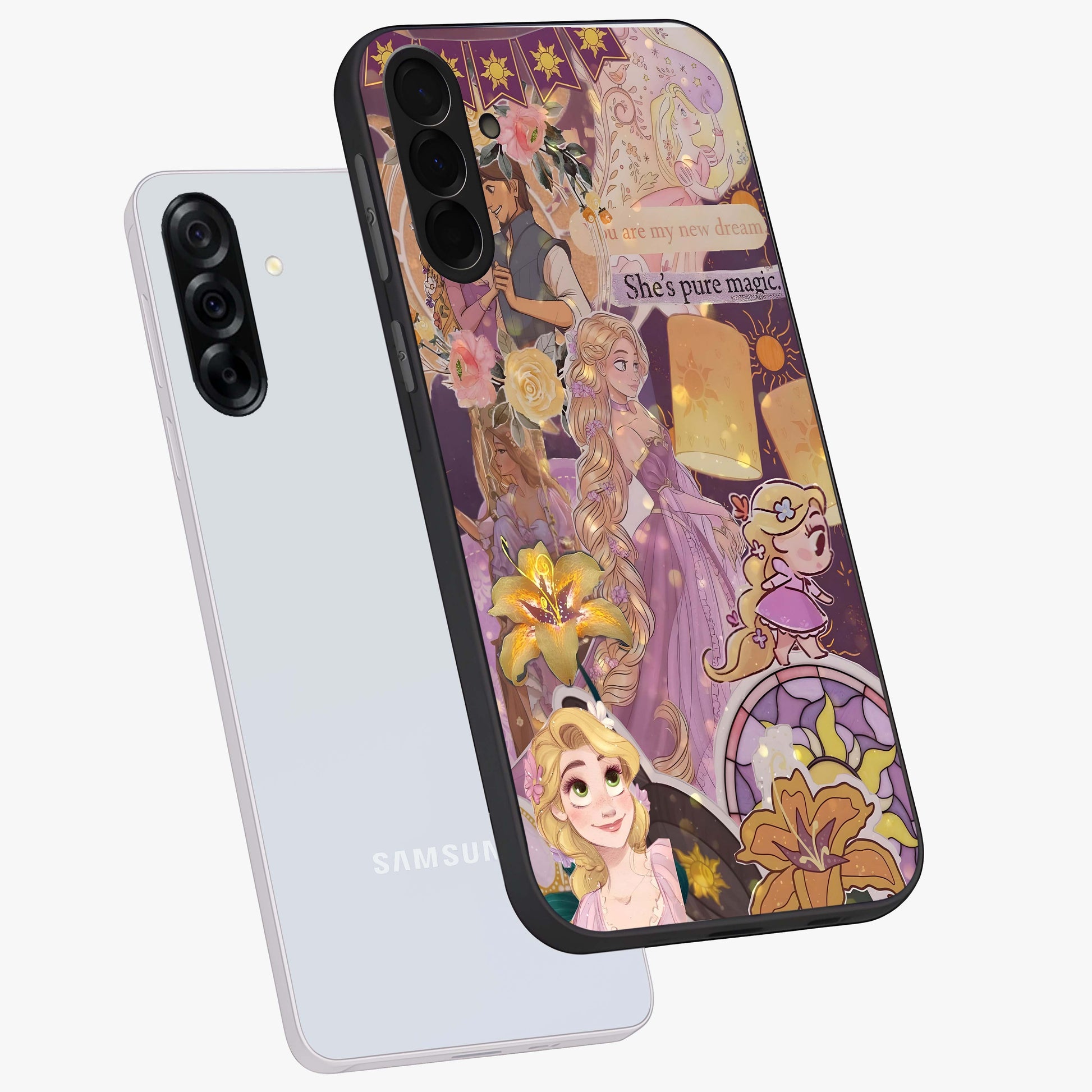 Magical Tangled Dream Glass Case displayed in angled mockup highlighting whimsical fantasy design with magical aesthetic.