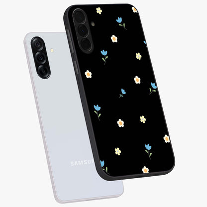 Minimal Petal Whispers Glass Case displayed in angled mockup highlighting delicate petal design with clean minimal aesthetic.