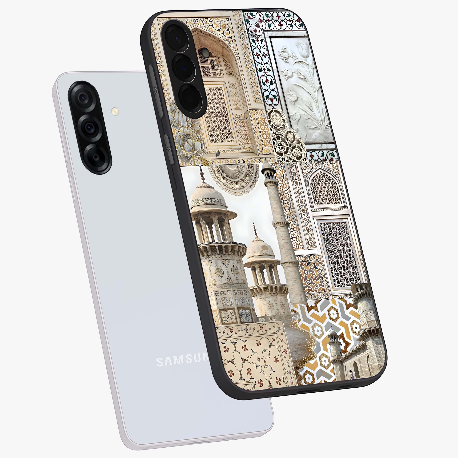 Mughal Marble Legacy Glass Case displayed in angled mockup highlighting elegant heritage marble artwork with royal aesthetic.