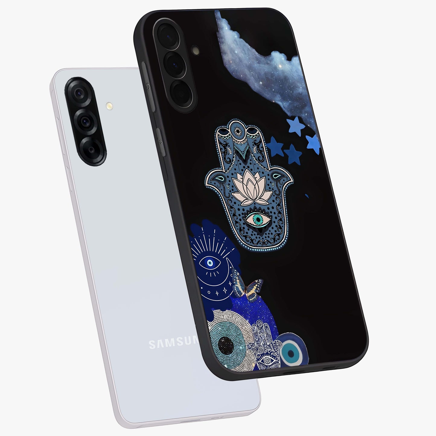 Mystic Hand Aura Glass Case displayed in angled mockup highlighting magical aura design with spiritual aesthetic style.