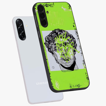 Neo Graffiti Rebellion Glass Case displayed in angled mockup highlighting urban street art design with rebellious aesthetic.