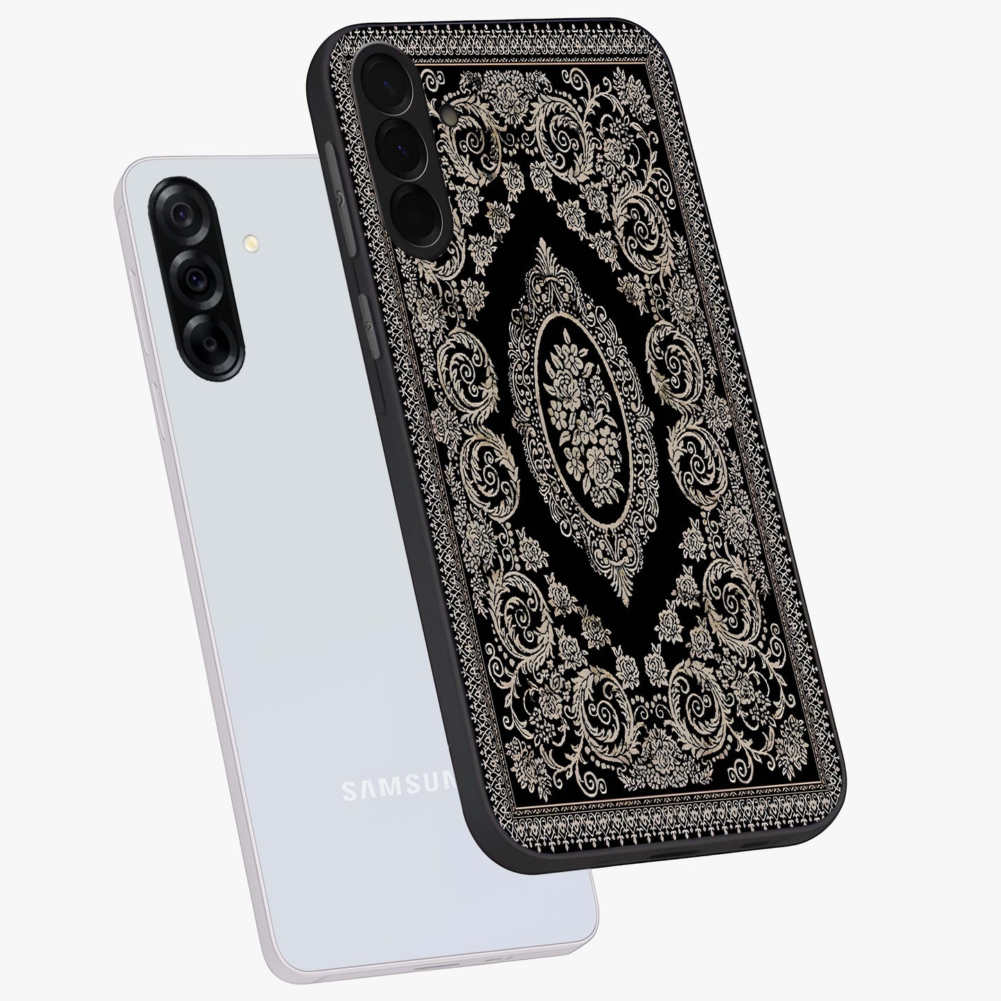 Noir Bloom Elegance Glass Case displayed in angled mockup highlighting refined flower design with stylish noir aesthetic.