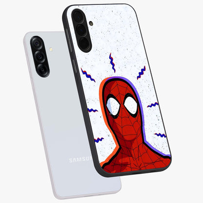 Omg Spiderman Glass Case displayed in angled mockup highlighting dynamic hero illustration with action comic aesthetic.