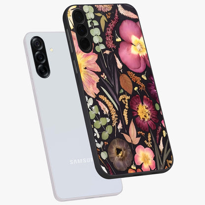 Petal Dream Tapestry Glass Case displayed in angled mockup highlighting decorative petal pattern with elegant botanical aesthetic.