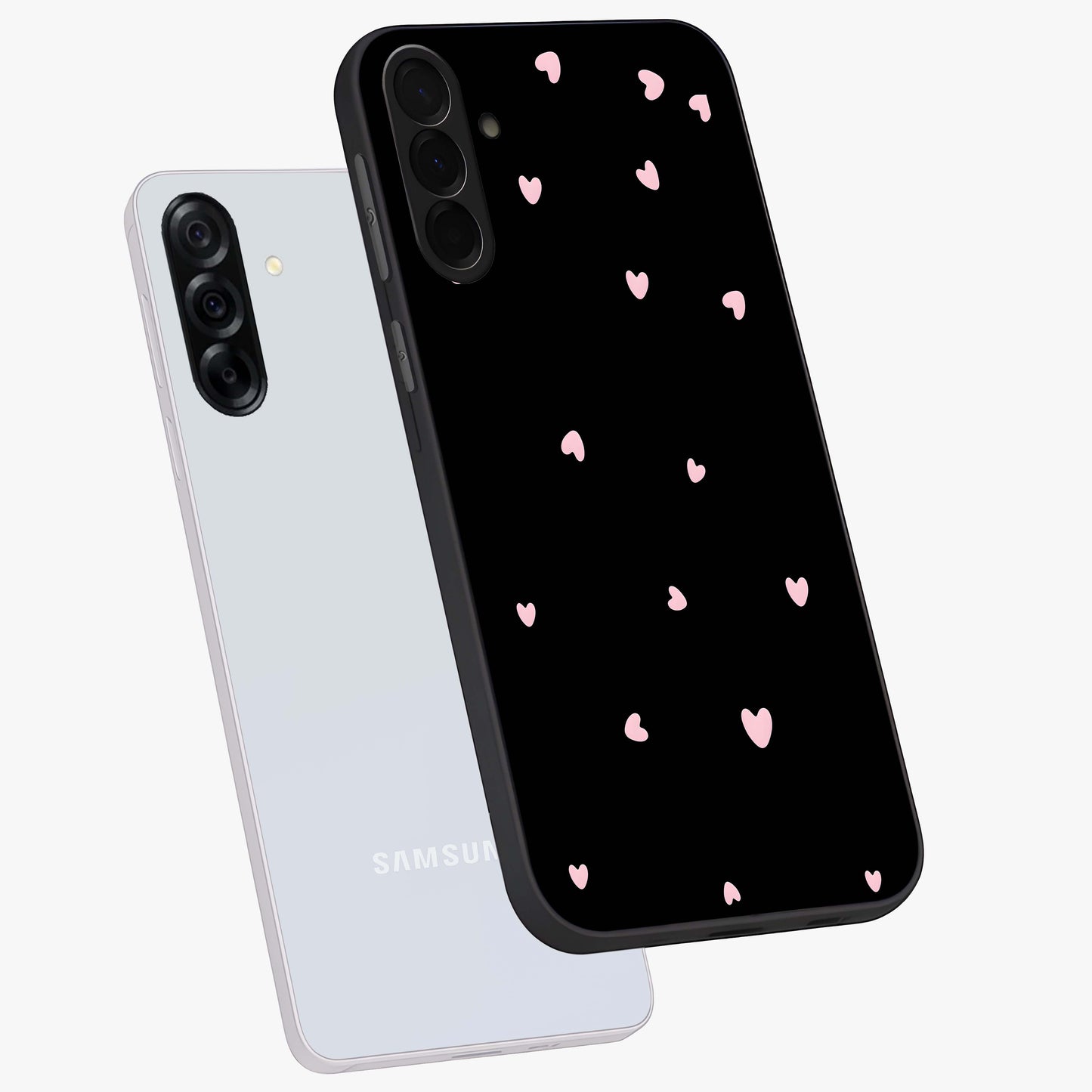 Pink Love Drops Glass Case displayed in angled mockup highlighting cute love drop design with vibrant pink aesthetic.