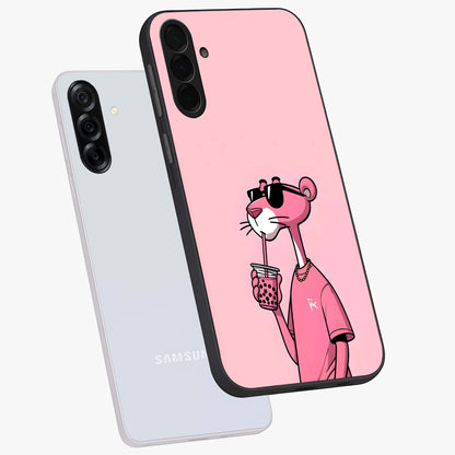 Pink Panther Glass Case displayed in angled mockup highlighting playful cartoon character design with vibrant pink aesthetic.
