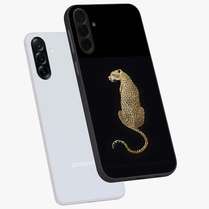 Regal Leopard Glass Case displayed in angled mockup highlighting powerful animal illustration with stylish wild aesthetic.