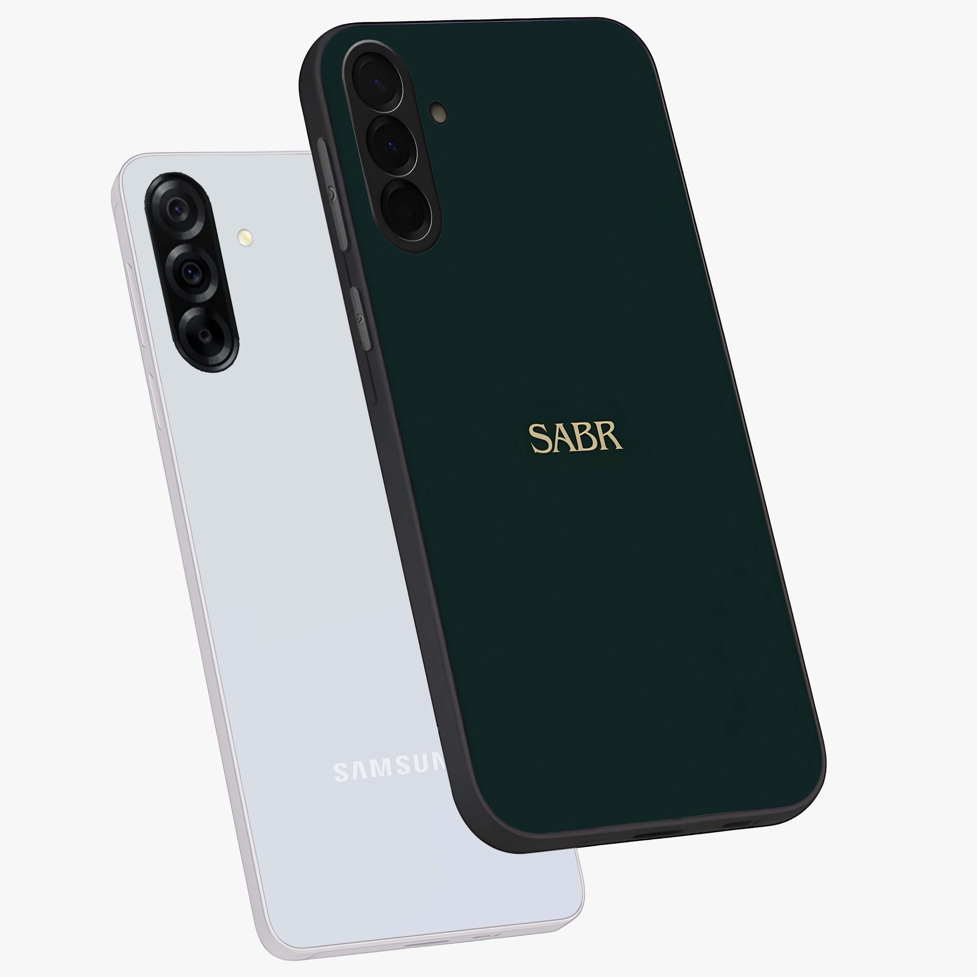 Sabr Minimal Patience Glass Case displayed in angled mockup highlighting simple inspirational design with clean aesthetic style.