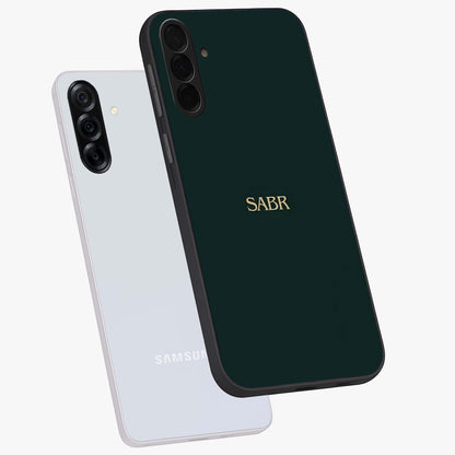 Sabr Minimal Patience Glass Case displayed in angled mockup highlighting simple inspirational design with clean aesthetic style.