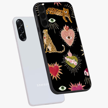 Sacred Jungle Heart Glass Case displayed in angled mockup highlighting lush tropical design with natural aesthetic style.