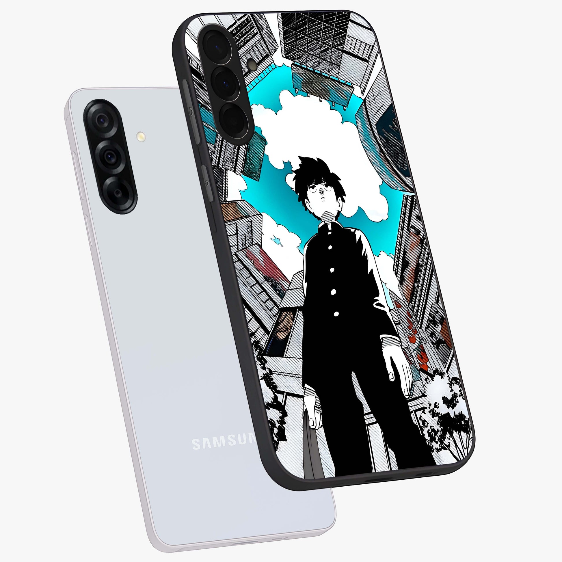 Silent Psychic Awakening Glass Case displayed in angled mockup highlighting spiritual awakening design with cosmic aesthetic.