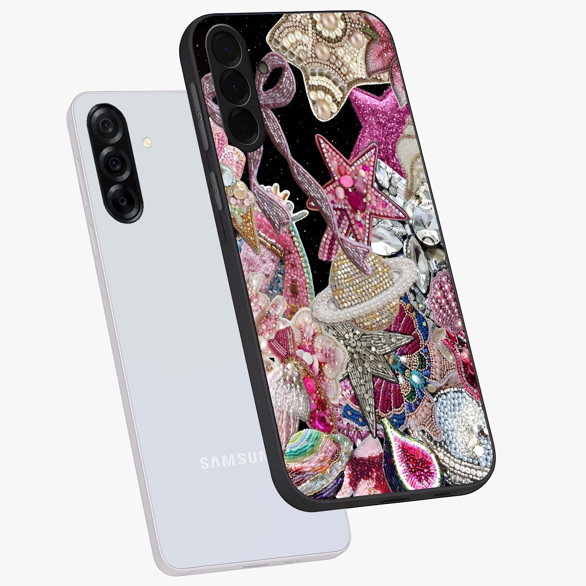 Starlit Jewel Dream Glass Case displayed in angled mockup highlighting glowing celestial jewel design with dreamy aesthetic.