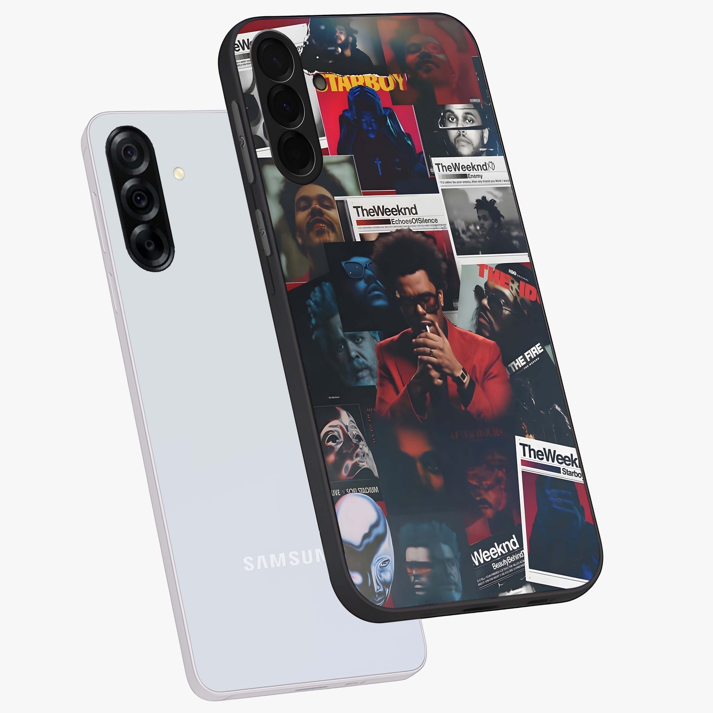 The Weeknd Glass Case displayed in angled mockup highlighting stylish pop culture inspired design with modern aesthetic.