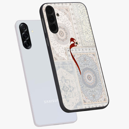 White Aesthetic Bow Glass Case displayed in angled mockup highlighting clean bow design with soft aesthetic style.