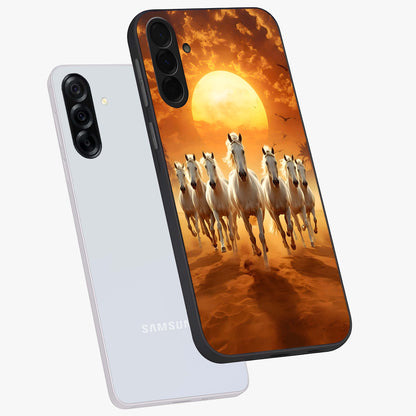 Wild Sunset Majesty Glass Case displayed in angled mockup highlighting vibrant sunset sky design with scenic aesthetic.