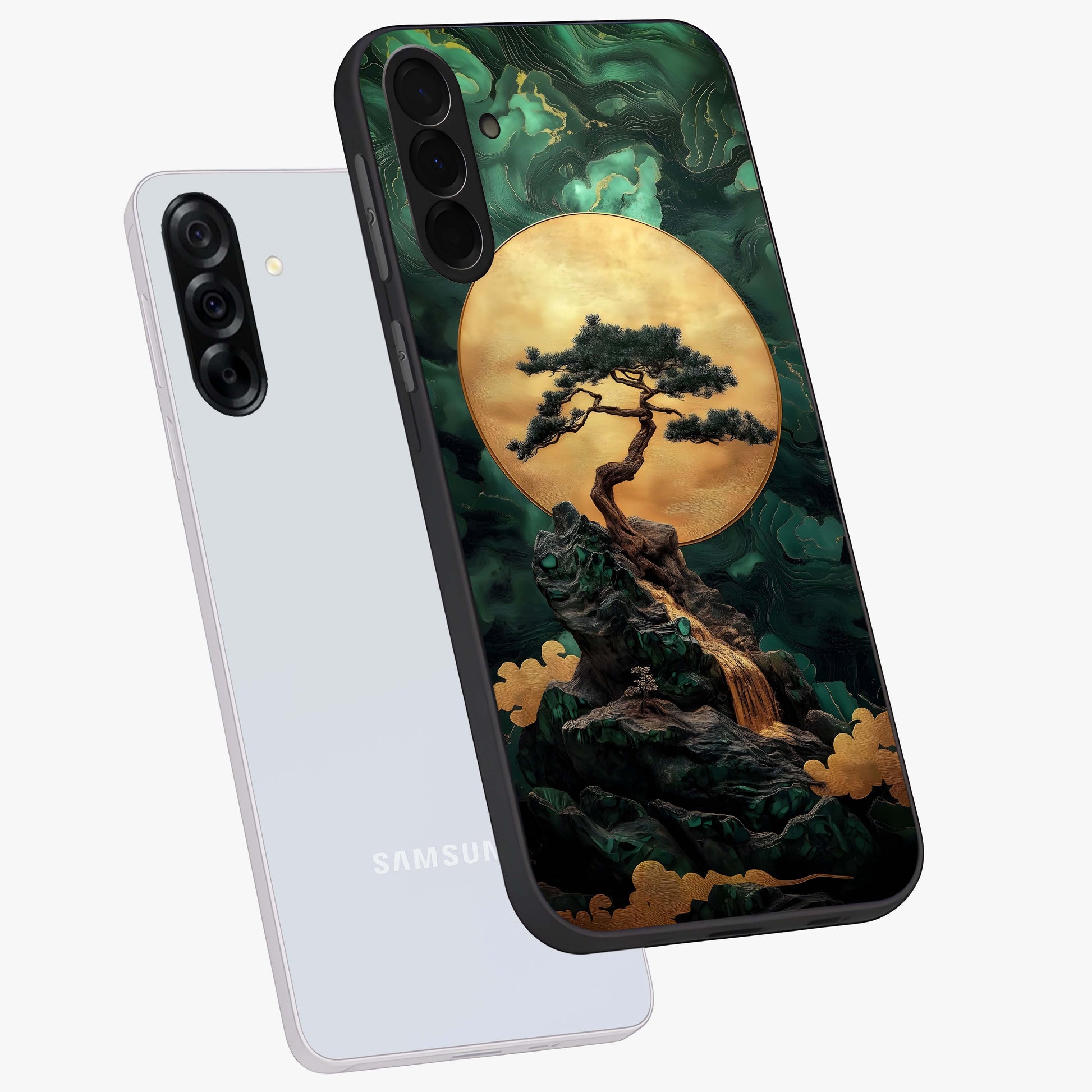 Zen Moon Rise Glass Case displayed in angled mockup highlighting peaceful lunar design with zen aesthetic style.