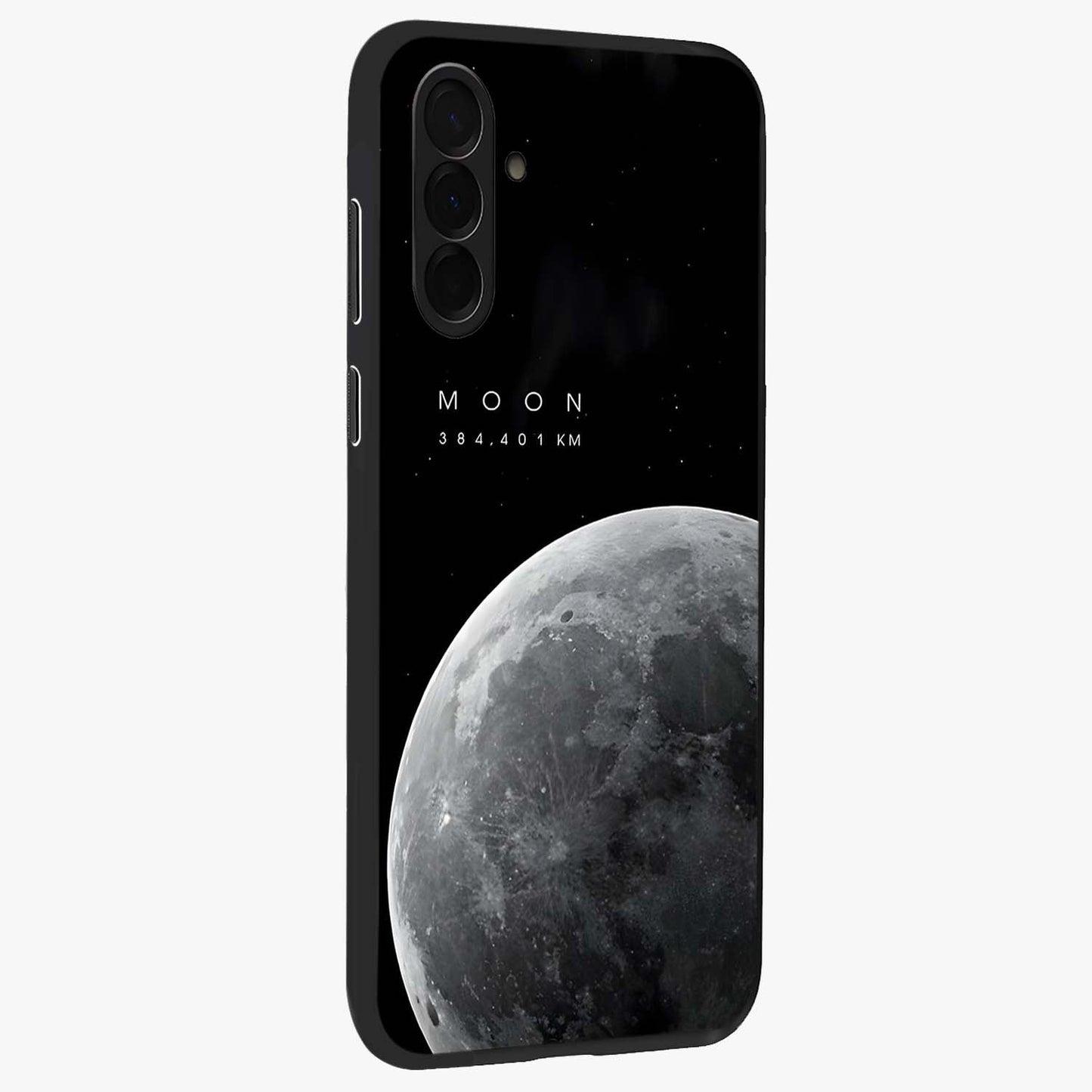 Cosmic Moon Glow Glass Case upright view showcasing luminous moon illustration with dreamy cosmic style.