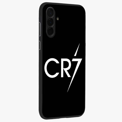 Cr7 Elite Strike Glass Case upright view showcasing energetic football inspired design with modern sports aesthetic.