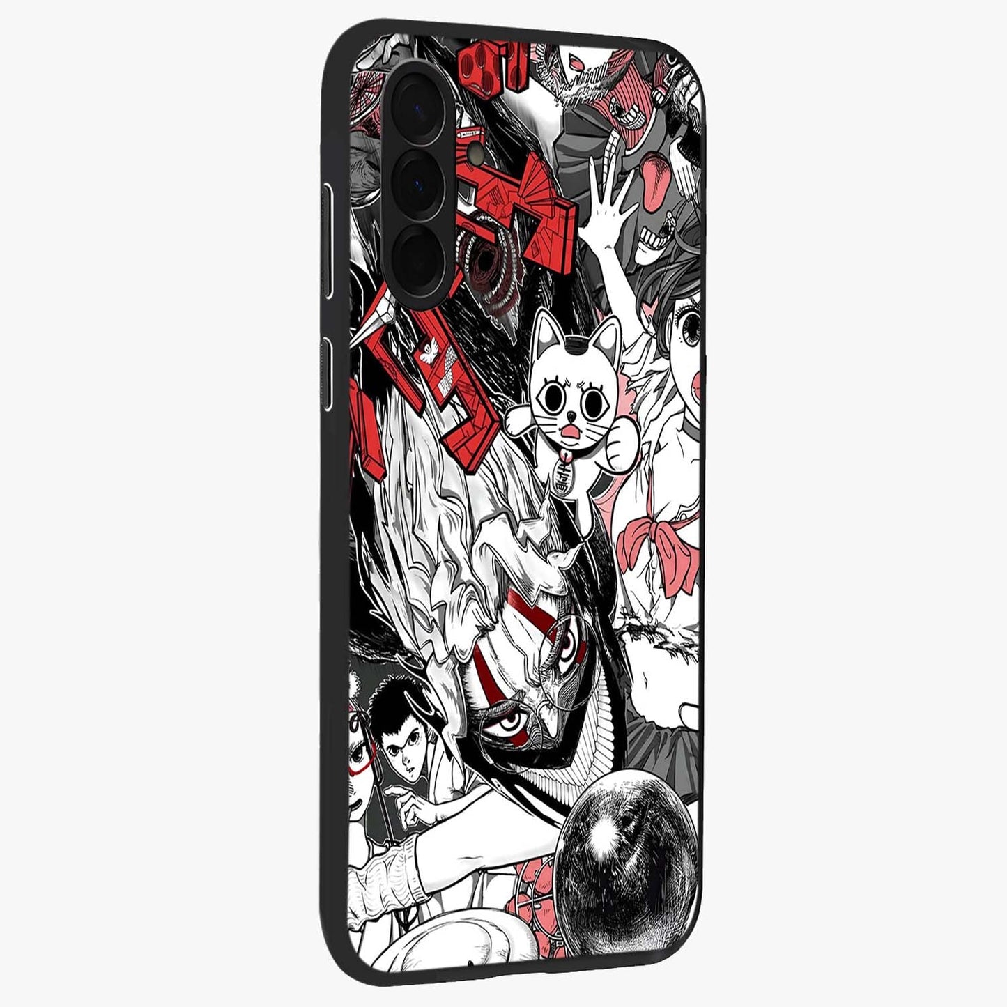 Crimson Chaos Panel Glass Case upright view showcasing intense crimson artwork with dramatic aesthetic style.