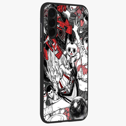 Crimson Chaos Panel Glass Case upright view showcasing intense crimson artwork with dramatic aesthetic style.