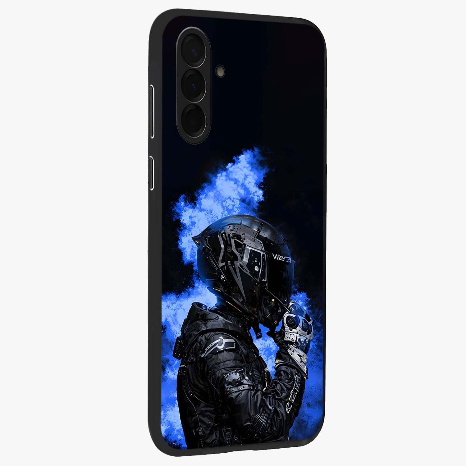 Cyber Sentinel Protocol Glass Case upright view showcasing advanced cyber sentinel artwork with futuristic tech theme.