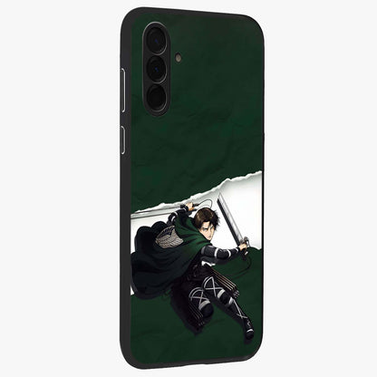 Emerald War Vanguard Glass Case upright view showcasing dramatic warrior artwork with bold fantasy theme.