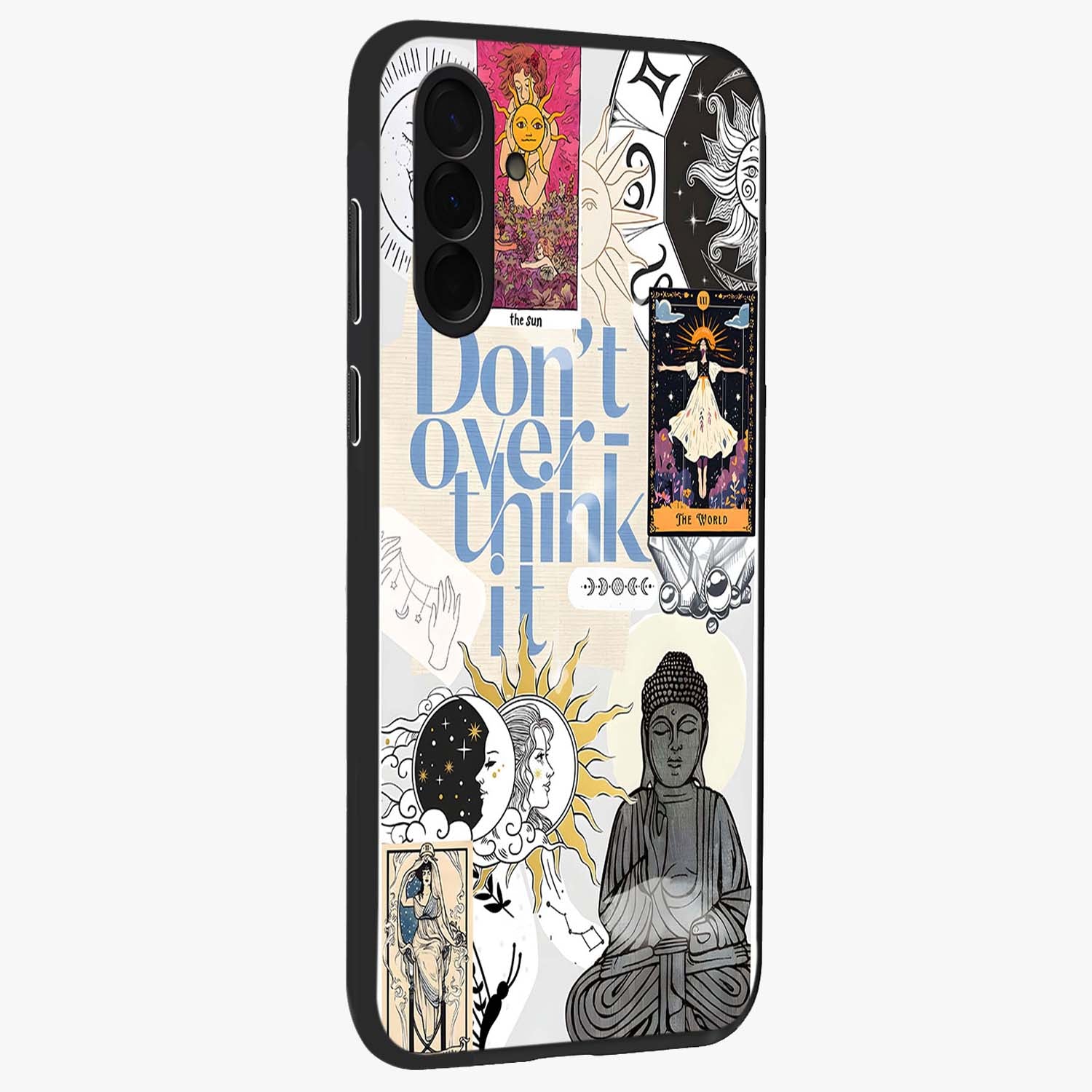 Ethereal Thoughts Glass Case upright view showcasing delicate artistic composition with peaceful dreamy theme.