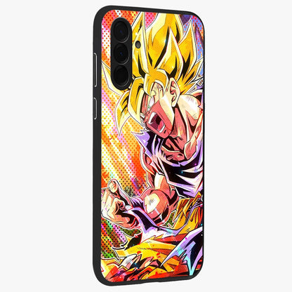 Firing Goku Glass Case upright view showcasing energetic anime artwork with bold warrior theme.