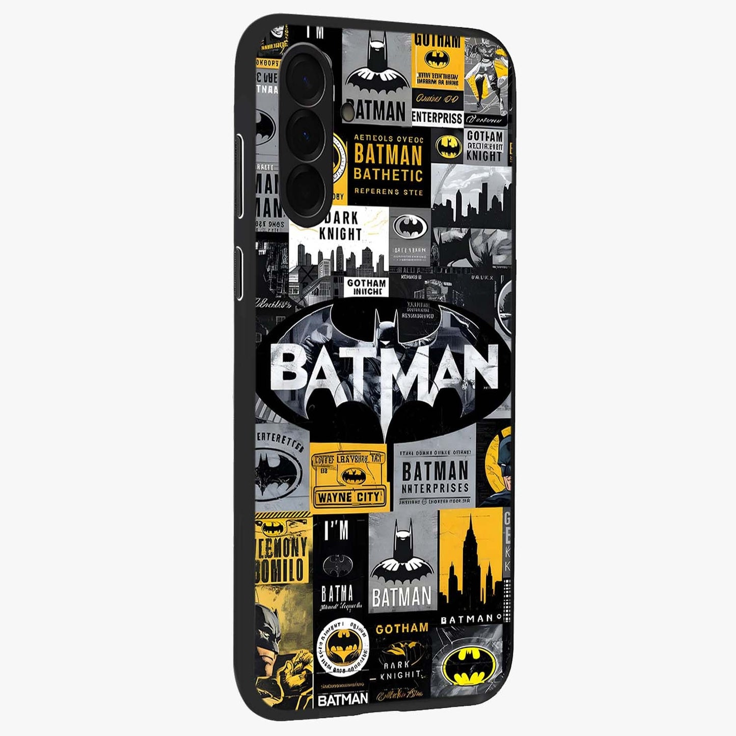 Knight Gotham Rise Glass Case upright view showcasing bold vigilante themed artwork with gothic city vibe.