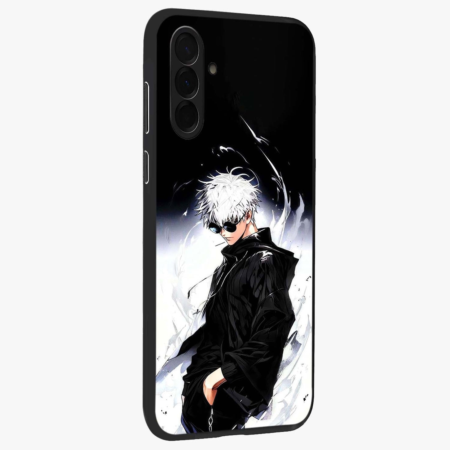 Limitless Shadow King Glass Case upright view showcasing bold shadow warrior artwork with epic fantasy theme.