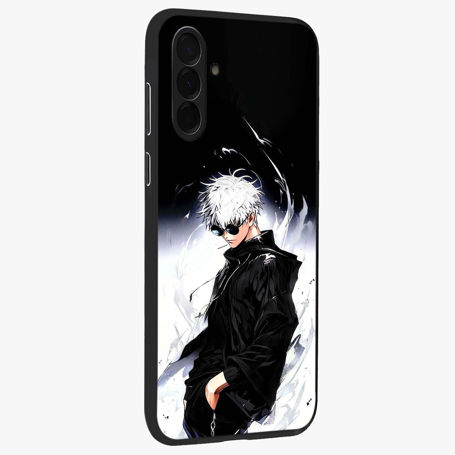 Limitless Shadow King Glass Case upright view showcasing bold shadow warrior artwork with epic fantasy theme.