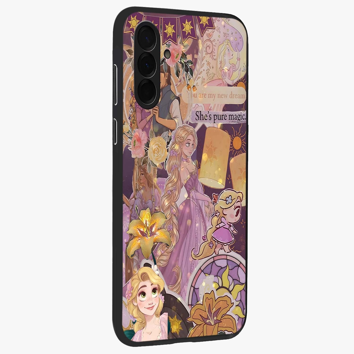 Magical Tangled Dream Glass Case upright view showcasing enchanting artistic artwork with dreamy fantasy theme.