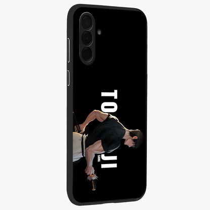 Midnight Blade Resolve Glass Case upright view showcasing intense warrior artwork with midnight battle theme.